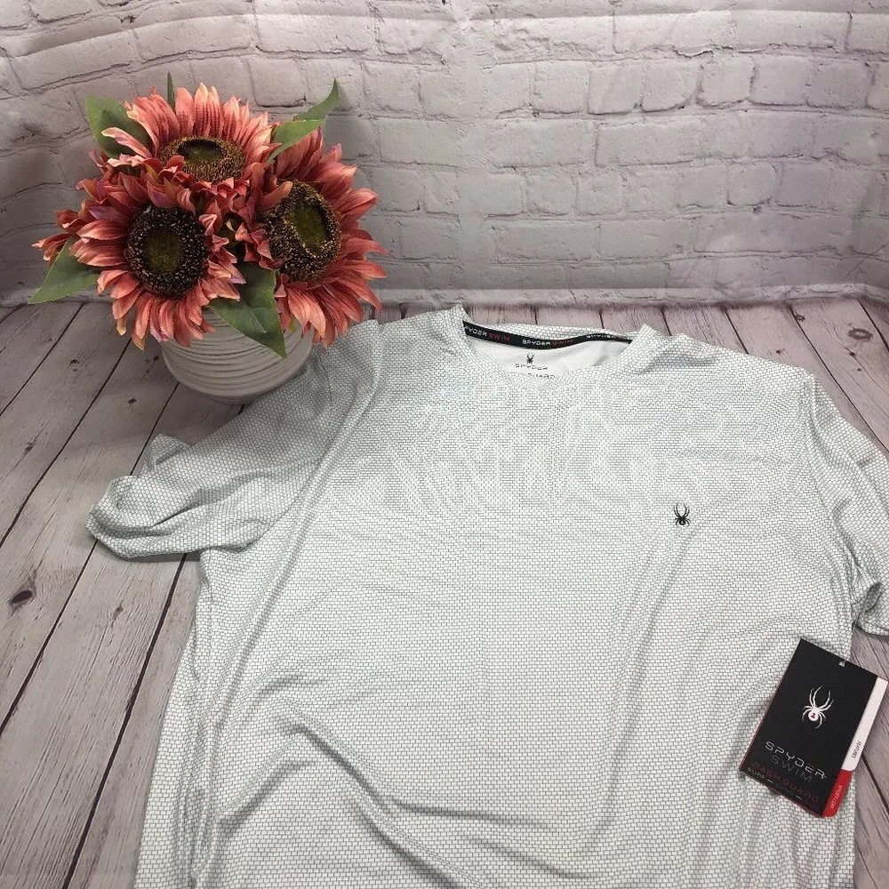 Mens medium- spyder swim rash guard top short sleeve